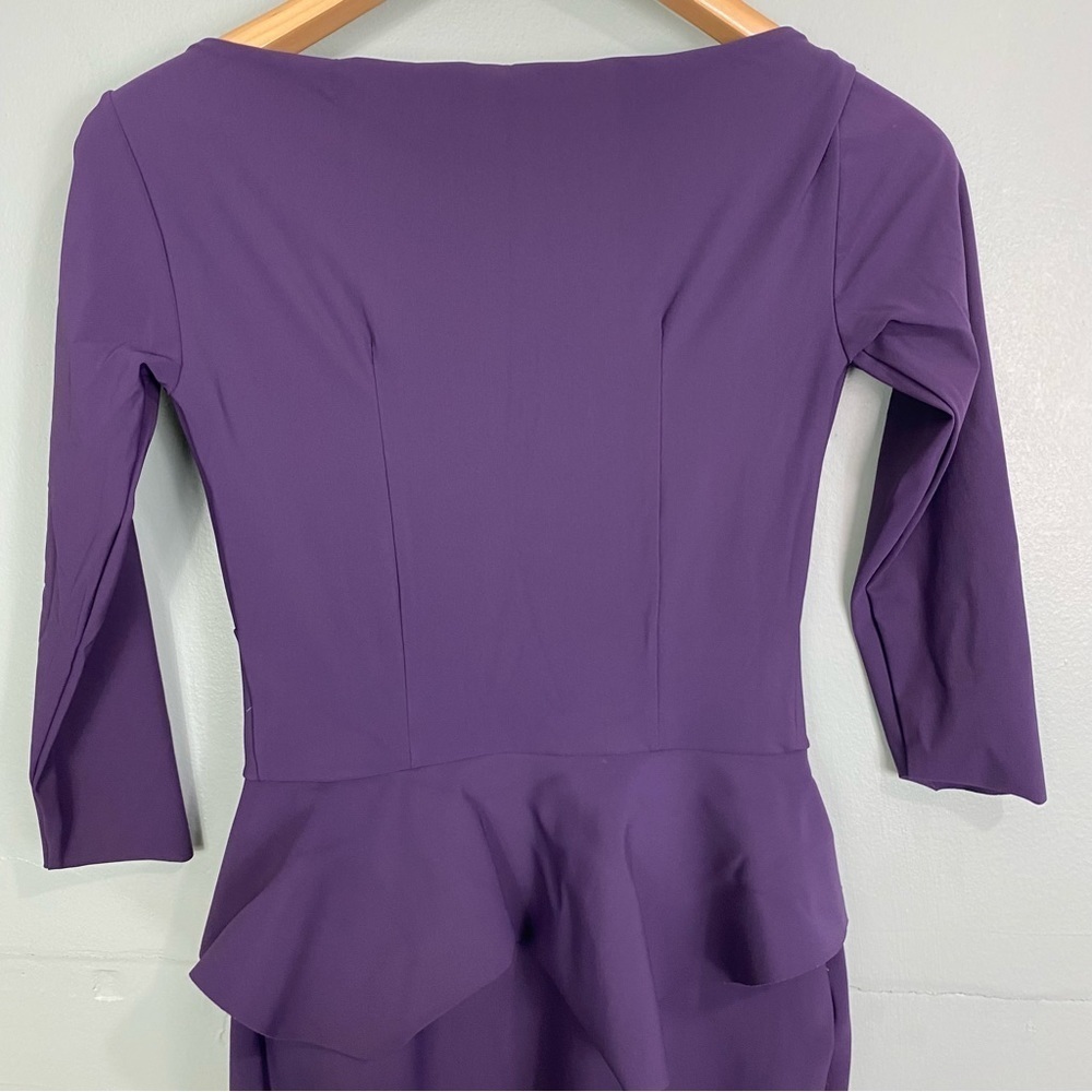 Chiara Boni Purple Peplum Bodycon Half Sleeve V Neck‎ Dress Sheath Sz 40, US 2-4 - Picture 5 of 6